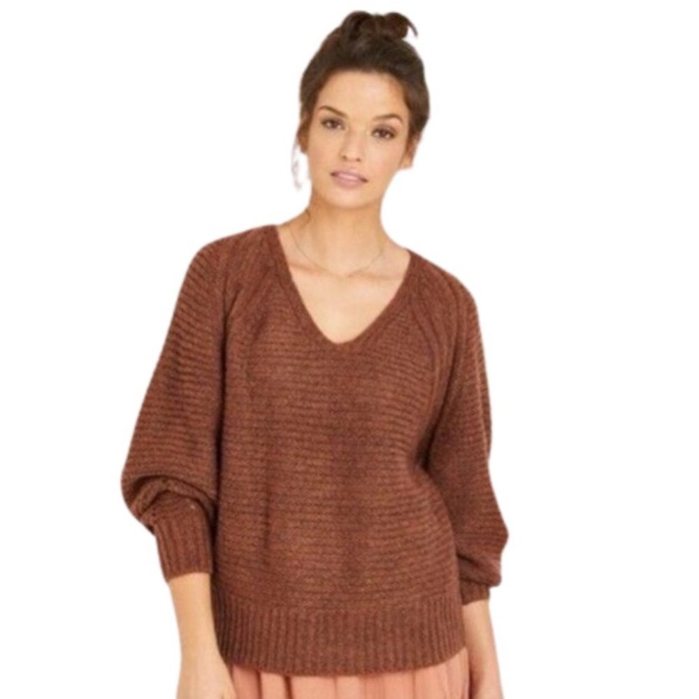 Dark Orange V-Neck Sweater